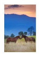 Horses In Mountain Landscape | Crie seu próprio pôster