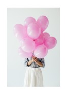 Woman Holding Pink Balloons | Crie seu próprio pôster